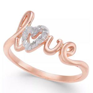 Diamond 18k Rose Gold-Plated Sterling Silver Ring